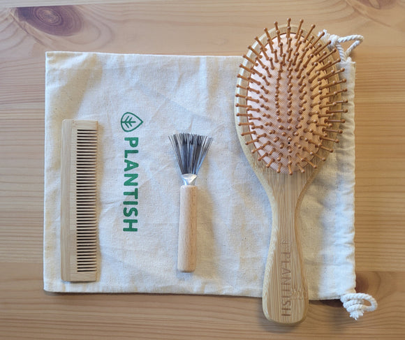 Plantish Bamboo Hairbrush Set - 2120